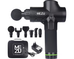 MEZU Massage Gun - 6 Opzetstukken - 30 standen - Spiermassage - Sport en Ontspanning - Massage apparaat - Massage pistool - Professioneel - Draadloos - Zwart