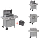 Bol.com vidaXL Gasbarbecue BBQ - 133 x 58 x 108 cm - 6 kookzones - Zijtafel en verwijderbare vetopvanger - Barbecue aanbieding