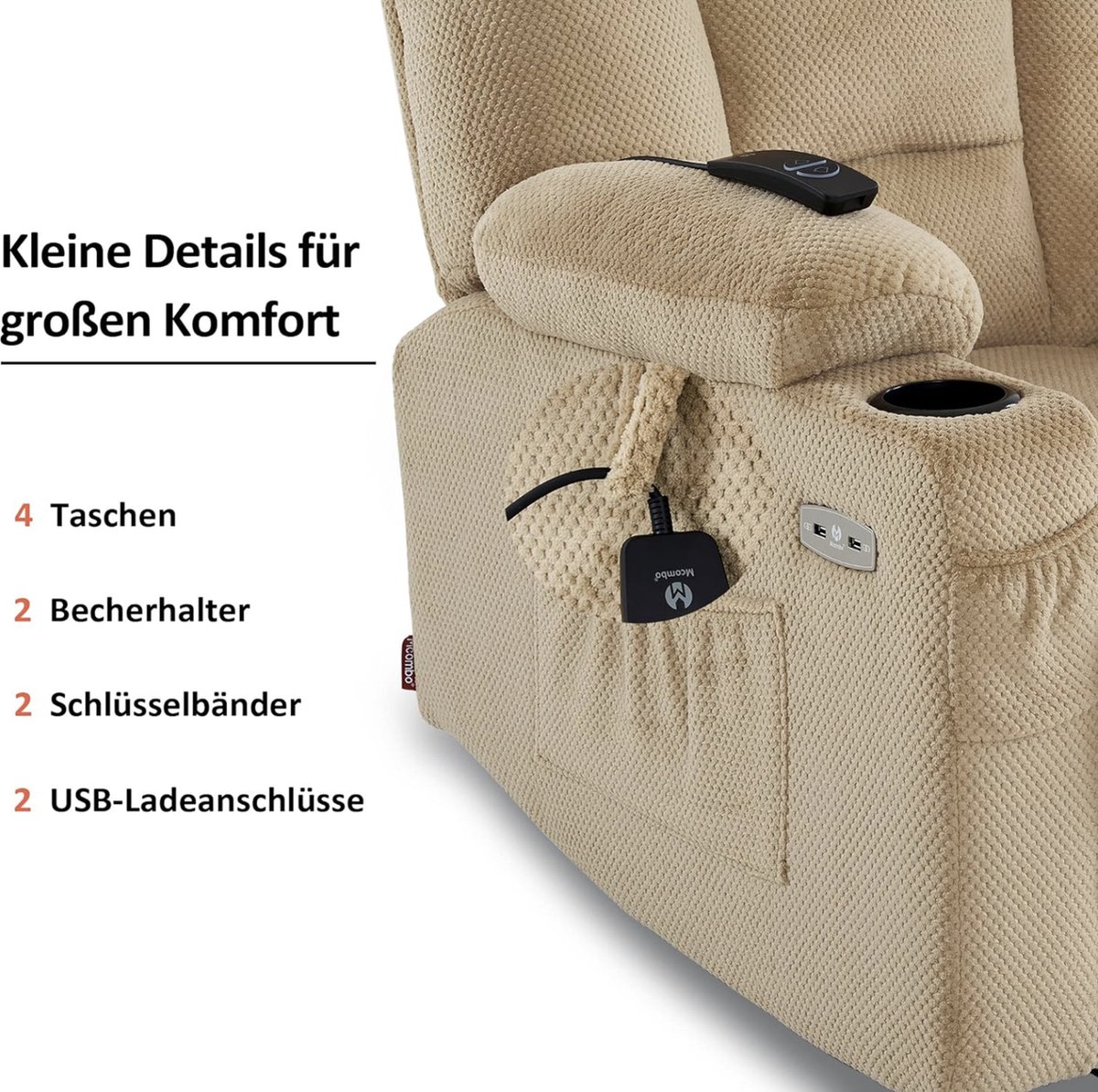 Afbeelding 2 van Mara Luxe Massagestoel Elektrisch Beige 94 x 90 x 105 cm