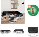 vidaXL 13 delige Loungeset met kussens massief grenenhout wit Tuinset Inclusief Houtreiniger en verfrisser