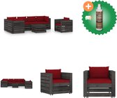 vidaXL 7 delige Loungeset met kussens grijs geïmpregneerd hout Tuinset Inclusief Houtreiniger en verfrisser
