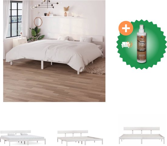 vidaXL Bedframe massief grenenhout wit 180x200 cm UK Super King - Bed - Inclusief Houtreiniger en verfrisser