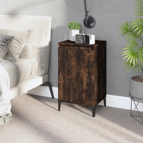 Vintage Nachtkastje Metal Brown bij