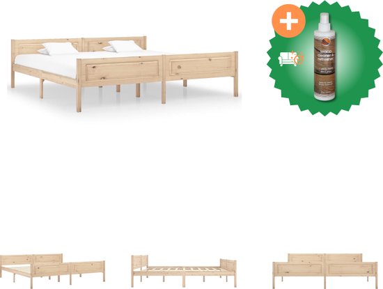 vidaXL Bedframe massief grenenhout 200x200 cm - Bed - Inclusief Houtreiniger en verfrisser