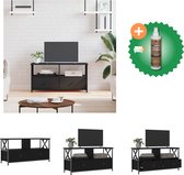 vidaXL Tv-meubel 90x33x45 cm bewerkt hout en ijzer zwart - Kast - Inclusief Houtreiniger en verfrisser