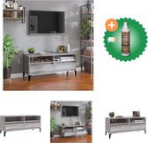 vidaXL Tv-meubel 100x34-5x44-5 cm bewerkt hout grijs sonoma eikenkleur - Kast - Inclusief Houtreiniger en verfrisser
