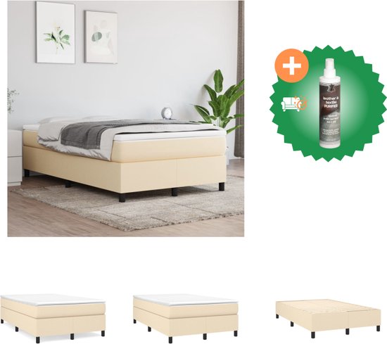 vidaXL Boxspringframe stof crèmekleurig 120x200 cm - Bed - Inclusief Reiniger