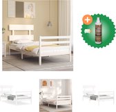 vidaXL Bedframe met hoofdbord massief hout wit 3FT Single - Bed - Inclusief Houtreiniger en verfrisser