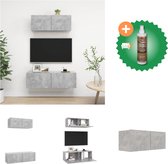 vidaXL 2-delige Tv-meubelset spaanplaat betongrijs - Kast - Inclusief Houtreiniger en verfrisser