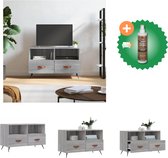 vidaXL Tv-meubel 80x36x50 cm bewerkt hout grijs sonoma eikenkleurig - Kast - Inclusief Houtreiniger en verfrisser