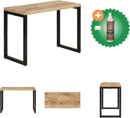 vidaXL Table à manger Bois de manguier - 110 x 50 x 76 cm - Cadre stable - Table - Comprend un nettoyant et un rafraîchisseur pour bois