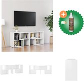 vidaXL Tv-meubel 104x30x52 cm spaanplaat hoogglans wit - Kast - Inclusief Houtreiniger en verfrisser