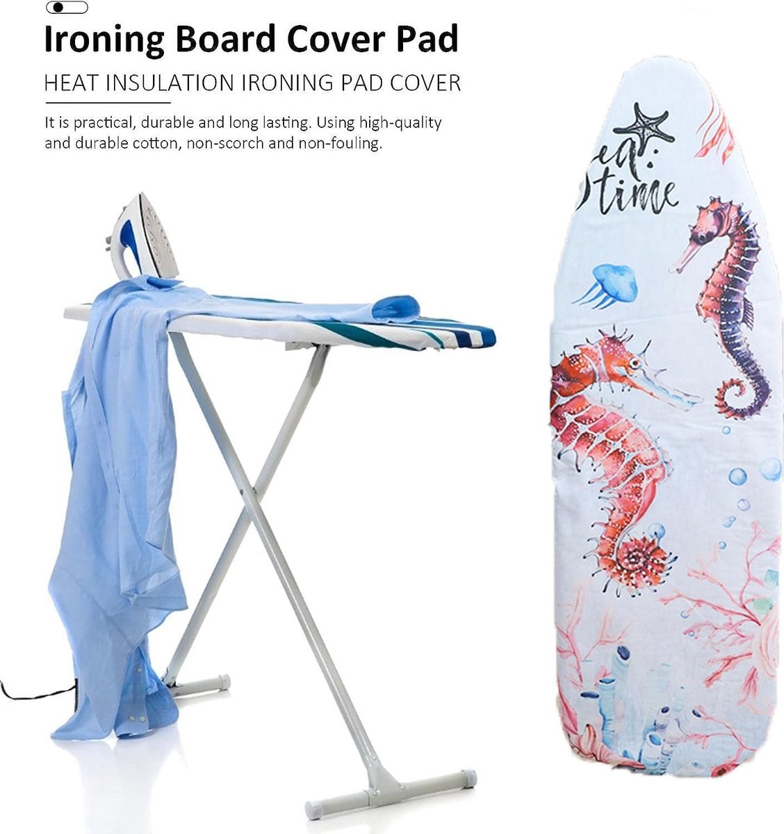 smart&gentle Made in Germany Turbo strijkplankovertrek 140 x 40 in 5 maten voor stoomstrijkijzers, strijkplankovertrek met 5 lagen extra dik, XXL voor strijkvlakken 130-140 cm lengte en 38-45 cm