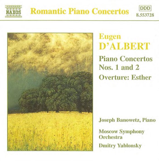 CDhoes met daarop Eugen D'Albert's Piano Concertos Nos. 1 en 2, Overture: Esther
