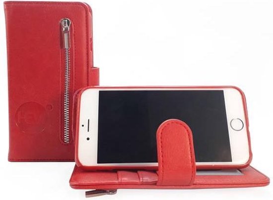 Krachtig Superioriteit schokkend Apple iPhone SE / 5/ 5S - Burned Red Leren Rits Portemonnee Hoesje -  Lederen Wallet... | bol.com