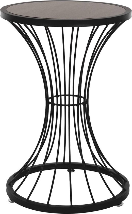 Bijzettafel in zandlopervorm Ø 38x57 cm Zwart gemaakt van metaal en hout ML-Design