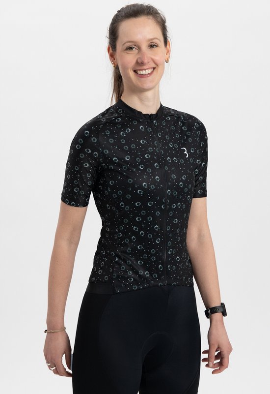BBB Cycling DonnaFit R - Maillot de cyclisme femme manches courtes - Maillot de cyclisme durable femme - Noir Floral - Taille L - BBW-413