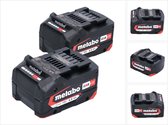 Jeu de batteries Metabo 2x pack de batteries Li Power 18 V 0 Ah CAS Li-Ion (2x 625027000) avec indicateur de niveau de charge