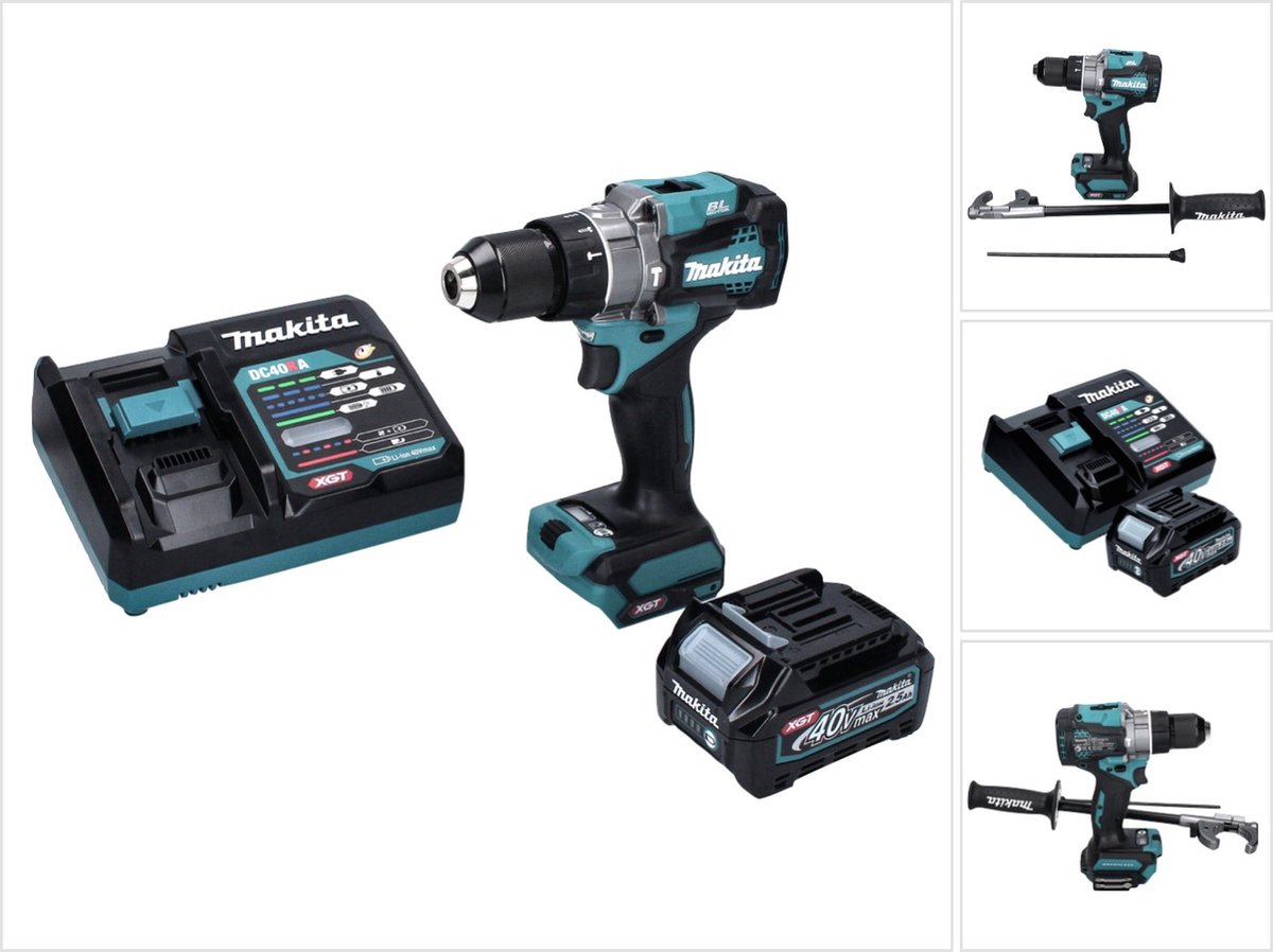 Makita HP 001 GD1 accu-slagboormachine 40 V max. 140 Nm XGT Brushless + 1x accu 2,5 Ah + oplader