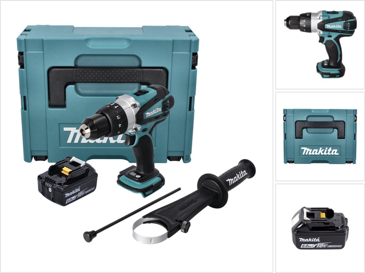 Makita DHP 458 G1J accu-klopboormachine 18 V 91 Nm + 1x accu 6,0 Ah + Makpac - zonder oplader