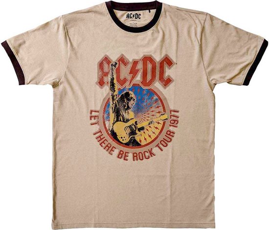 AC/DC - Let There Be Rock Tour '77 Heren T-shirt - L - Creme