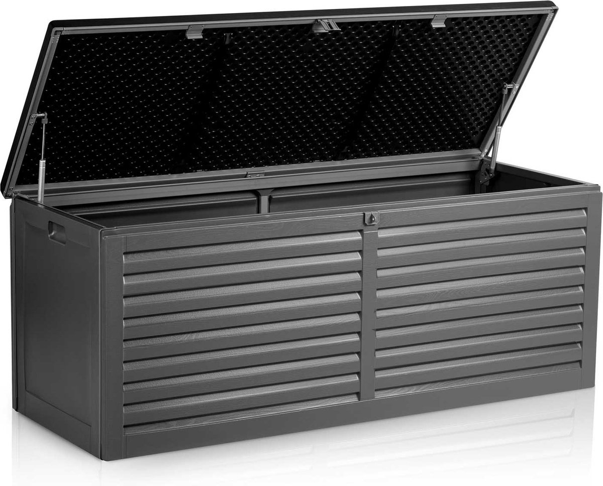 Kussenbox - opbergbox tuin - 143x57x53,5 cm - 390 liter - zwart
