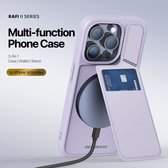 Dux Ducis Rafi II Mag geschikt voor Apple iPhone 14 Pro Max Purple geschikt voor MagSafe en pasjes houder RFID