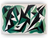 Groen zwart abstract schilderij - Abstract muurdecoratie - Muurdecoratie modern - Wanddecoratie industrieel - Schilderij plexiglas - Schilderijen - 150 x 100 cm 5mm