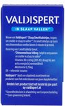 Achterkant Valdispert Slaap Smelttabletjes doosje. Helpt ontspannen en sneller in slaap vallen. Vitamine B6 en melatonine.