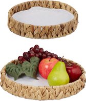 Relaxdays fruitschaal set van 2 - broodmand - boho decoratie - gevlochten - waterhyacint