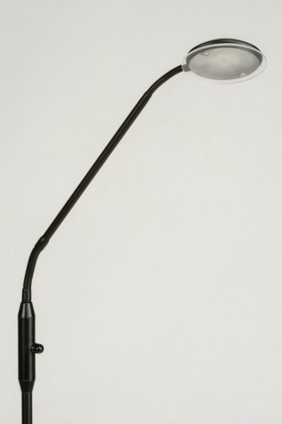 Lumidora Vloerlamp 73196 - INDIA - Ingebouwd LED - 5.0 Watt - 450 Lumen - 2700 Kelvin - Zwart - Metaal - Met dimmer