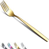 Gouden vorken van 6, roestvrijstalen titanium gouden plating vorkenset, vork en lepel bestek, lepel en vorkenset