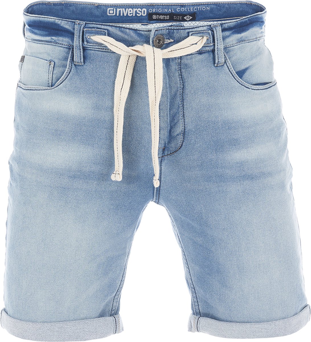 riverso Heren Short Broeken RIVPaul regular/straight Fit Blauw W 30 Volwassenen Stretch Jeans Korte Broek