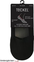 Teckel 1-paar onzichtbare sneaker sokken - siliconen randje - 36 - Zwart.