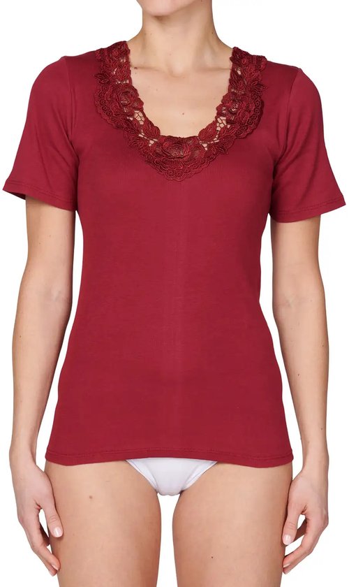 Toker Ladies Shirt dentelle, manches courtes 206/1 - 50 - Zwart