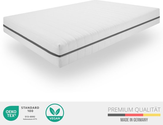 Medic matras 140 x 200 cm, H2 18cm Medic pocketveringmatras met 7 zones comfortschuim en microvezel overtrek, matrassen voor kinderen en volwassenen