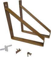 Hoexs - Plankdragers Industrieel - Goud - Voor Plank 20cm - Inclusief pluggen en schroeven - Metaal - Industriële Wandplank