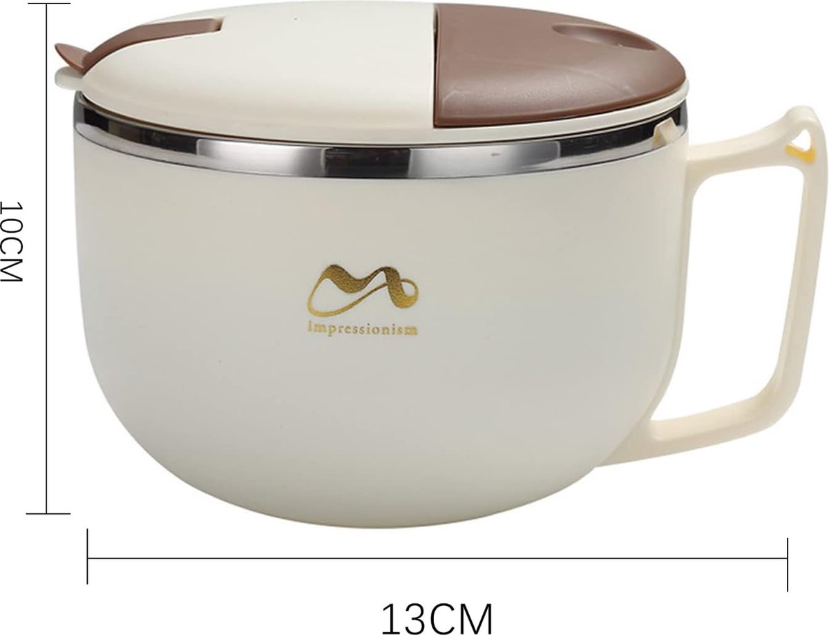 Porgeel Instant Noodle Bowl mit Griffen 1200 ml Instant Ramen Bowl mit Deckel und Löffel tragbarer Mikrowellen -Safer -Ramen -Kocher für Suppe, Nudeln, Knödel, Salate