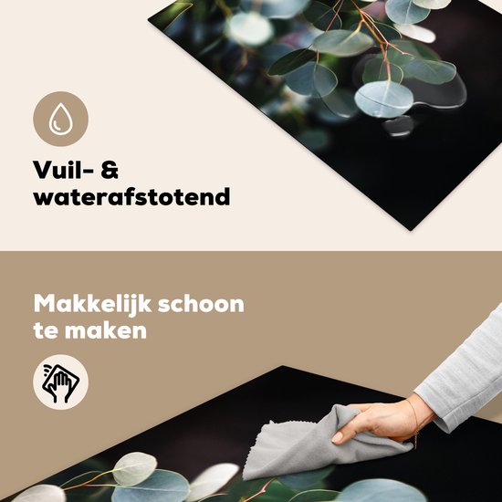 KitchenYeah® Inductie beschermer 76x51.5 cm - Eucalyptus bladeren aan takken - Kookplaataccessoires - Afdekplaat voor kookplaat - Inductiebeschermer - Inductiemat - Inductieplaat mat