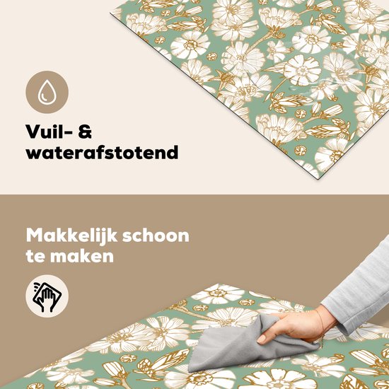 KitchenYeah® Inductie beschermer 81.6x52.7 cm - Bloem - Art nouveau - Design - Kookplaataccessoires - Afdekplaat voor kookplaat - Inductiebeschermer - Inductiemat - Inductieplaat mat