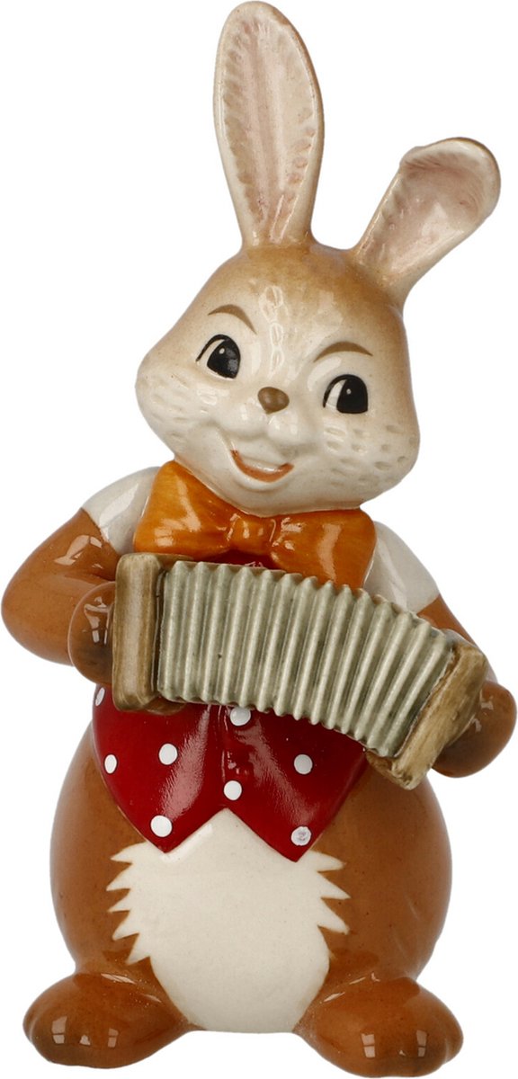 Goebel - Pasen | Decoratief beeld / figuur Haas Brutale muzikant | Aardewerk - 8cm - Paashaas