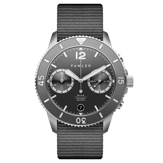 Fawler Ryka Staal & Grijs Military Duik Horloge voor Mannen