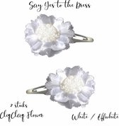 Cliq Claq haarspeldjes met stoffen bloem - wit / gebroken wit - 6 stuks - volwassenen jeugd kinderen - dames meisjes - casual feest bruiloft communie