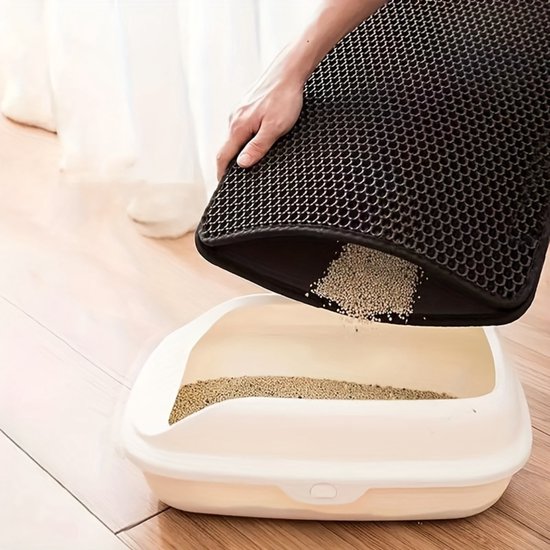 Nivard Tapis de litière pour chat - Tapis Chats - Collecteur de grains - Tapis de nettoyage Bac à litière pour chat - Tapis de sortie de bac à litière - Tapis de bac à litière - Tapis de litière pour Cat - Antidérapant - Grijs - 55x75cm