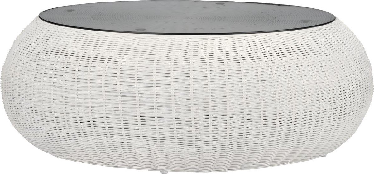 MYLIA Tuin salontafel van ecru gevlochten hars - WHITEHEAVEN L 92 cm x H 35 cm x D 92 cm