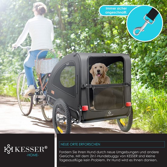 KESSER® Hondenfietskar tot 45 kg 2in1 Fietskar Hond - Zwart van Merkloos — afbeelding 3