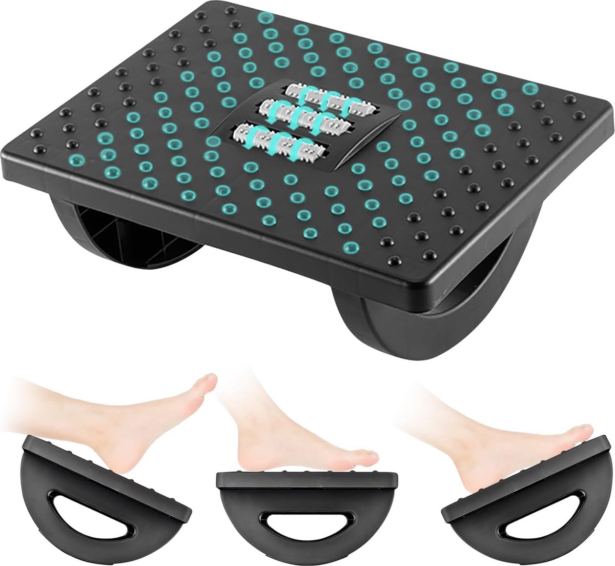 Voetenbank, Ergonomisch voetensteunbureau, verstelbare voetensteun, comfortabele voetsteun, bureau met rolmassage, voetsteun Kantoorvoetkruk voor kantoor, thuis (zwart)