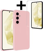 Coque pour Samsung A35 Coque en Siliconen avec Film de Protection d'écran - Coque pour Samsung Galaxy A35 5G Coque en Siliconen - Rose Clair