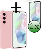 Coque pour Samsung A35 Coque arrière en Siliconen avec 2 films de protection d'écran – Coque pour Samsung Galaxy A35 5G Case Cover Case – Rose clair