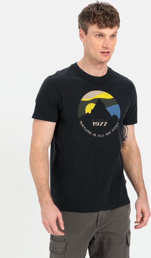 camel active Jersey T-shirt gemaakt van duurzaam biologisch katoen - Maat menswear-6XL - Zwart